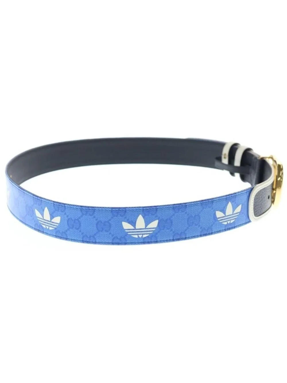 Gucci Adidas GG Logo Buckle Trefoil Belt Blue